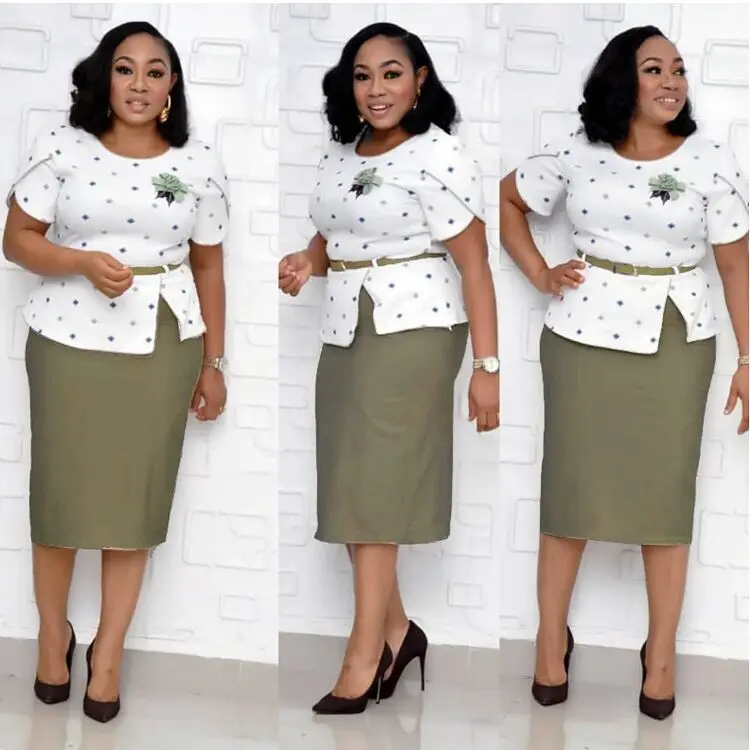 

XL-5XL African Women Printing O-neck Two Pieces Sets Top and Skirts African Clothes African Women Clothing