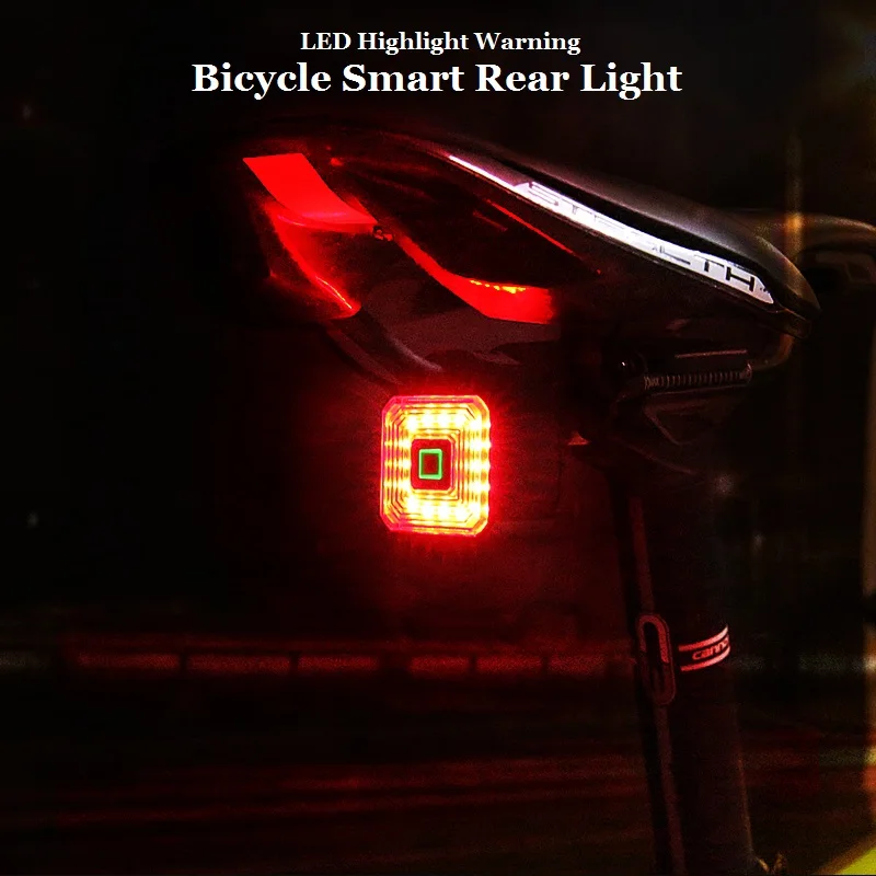 CXWXC Велосипедный автоматический датчик торможения задний свет Road Bike Smart Safety Taillight MTB Night Cycling USB Charge Intelligent Flash Lamp.