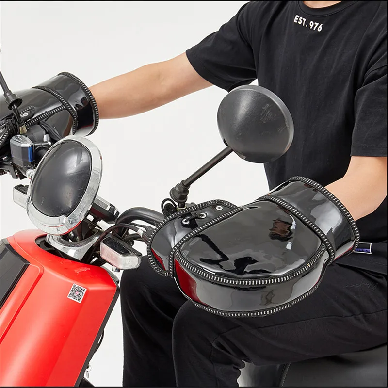 Светоотражающие защитные перчатки на руль мотоцикла зимние плотные