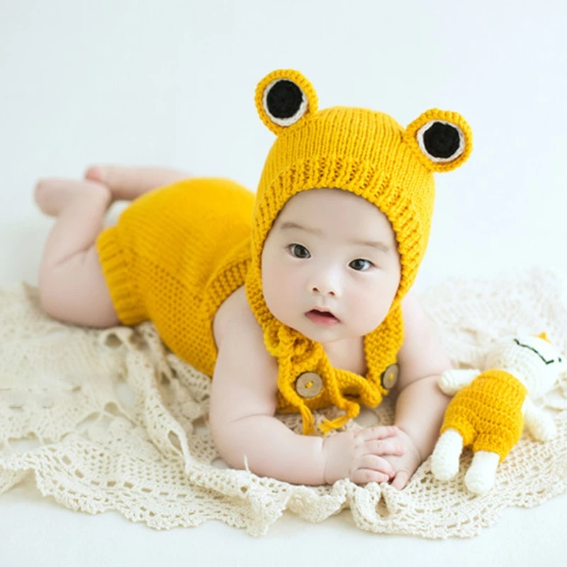 

3Pcs Baby Hat Doll Romper Bodysuit Set Newborn Infants Photography Props Outfit