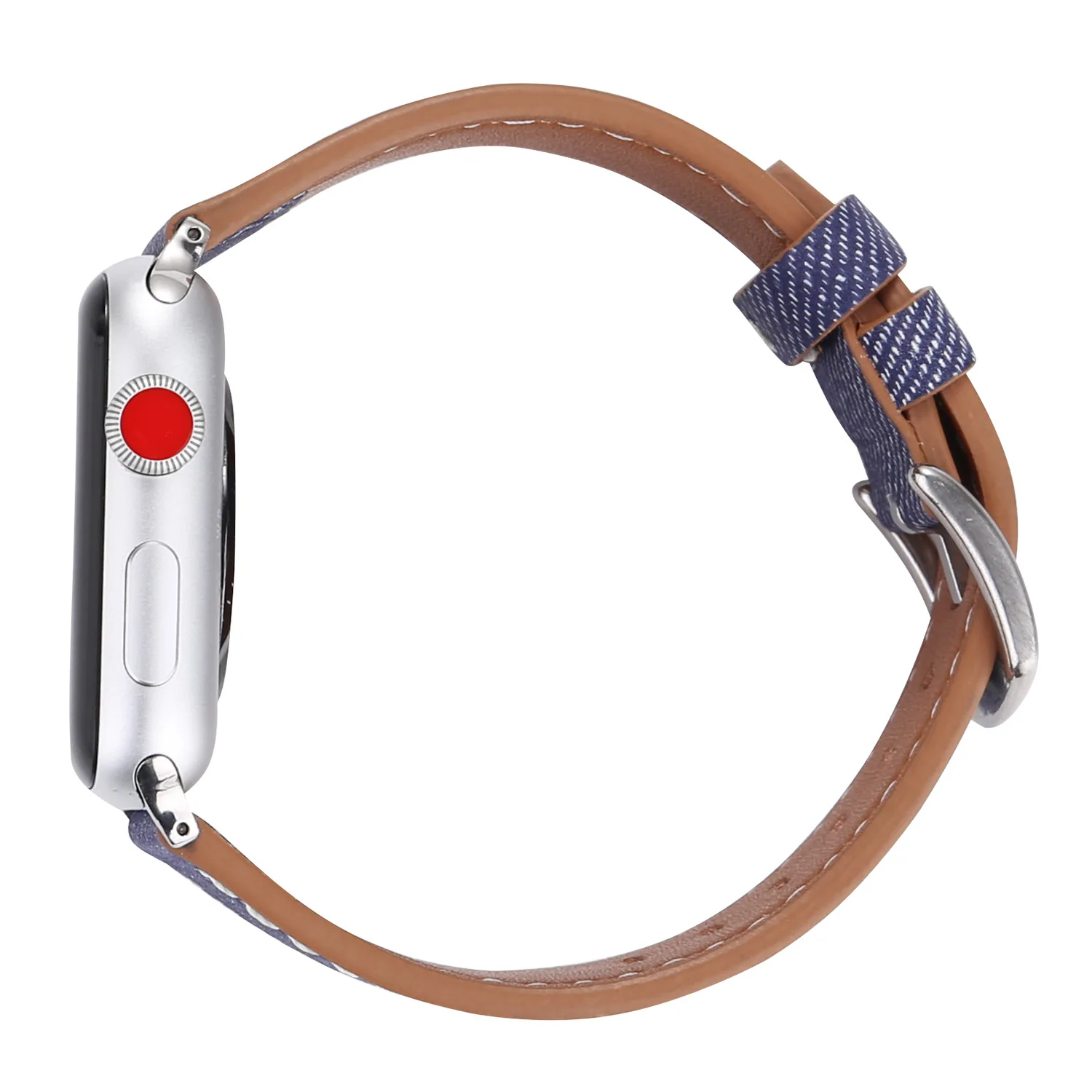Ремешок для apple watch series 4 5 3 2 1 кожаный ремень для iwatch холст с классической пряжкой темно-синие джинсы 38 42 мм