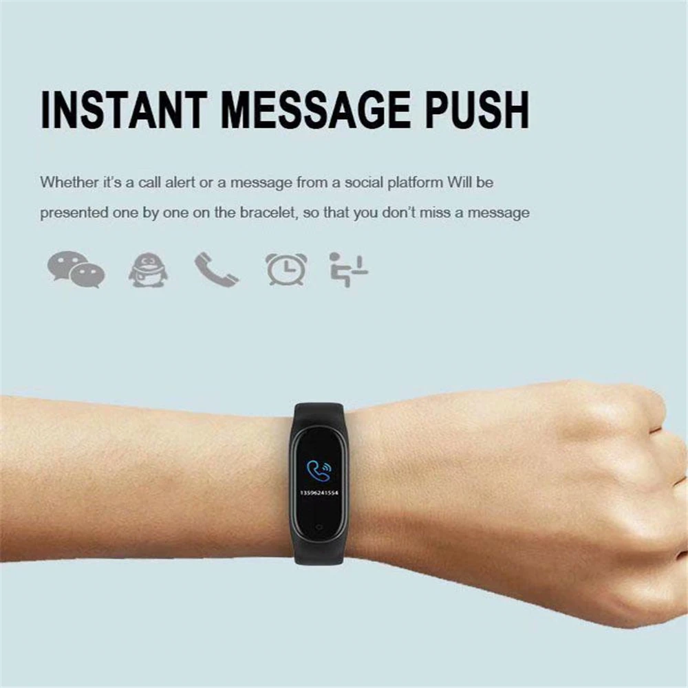 2020 M4 Sport Fitness Bracelet Pedometer Walk Step Counter IPS Screen Blood Pressure Wristband Smart Band Watch Men Women | Электроника