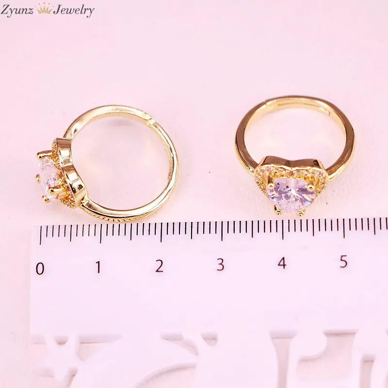 

10PCS, Gold Color Heart-shaped Wedding Rings crystal zircon Ring For Women Femme Engagement CZ Ring Statement Jewelry Gift