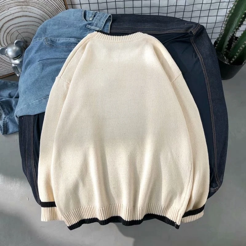 fojaganto 2022 new spring men’s knitted sweater japanese harajuku vintage pullovers hip hop fashion couple knitted sweaters male free global s