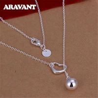 2021 new arrival 925 silver heart round bead long necklaces chain for women fashion wedding jewelry