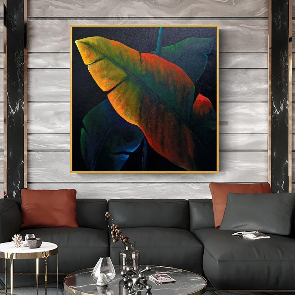 

3D Abstract Leaves Oil Painting On Canvas Wall Art Pictures 100% Handmade Thick Acrylic Painting For Living Room Home Decoration