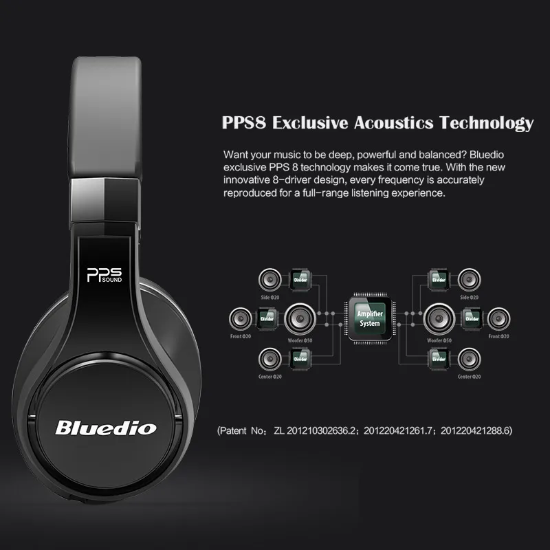Bluedio U (НЛО) Bluetooth наушники/гарнитура запатентованная 8 драйверы/3D звук/алюминиевый