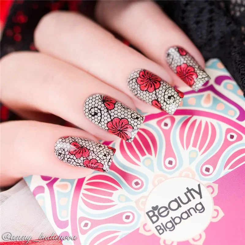 BeautyBigBang 12 шт./компл. пластины для стемпинга ногтей 10 видов стилей шаблон для ногтей пластины для стемпинга с прозрачная резиновая штампа тиснения для дизайна ногтей