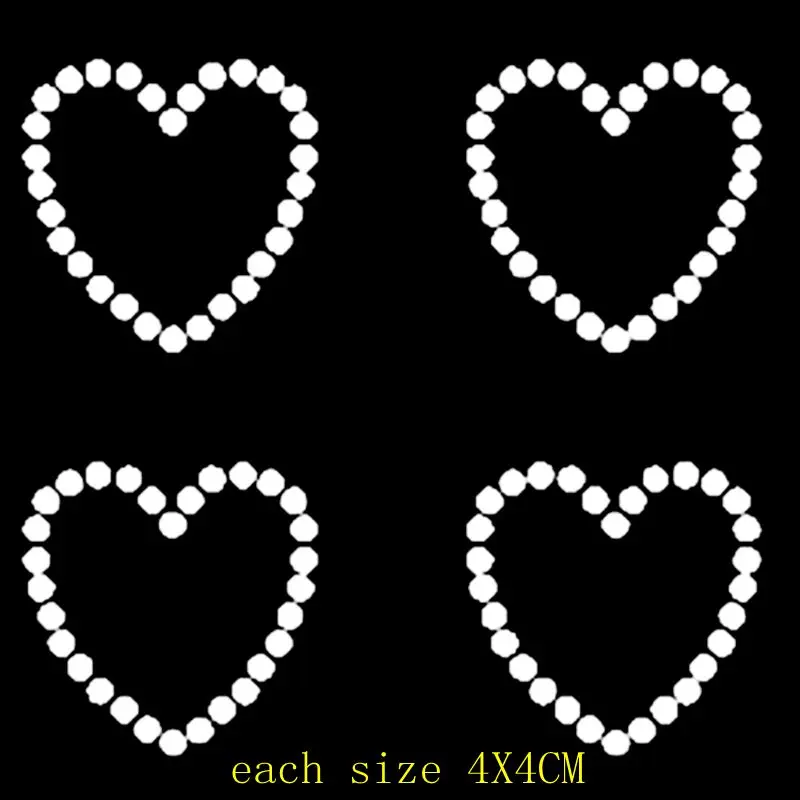 

4pc/lot Heart Rhinestones appliques hot fix iron on crystal transfers design hot fix rhinestone patches for shirt dress