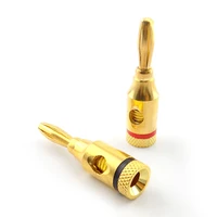 4mm 24k gold plated musical cable wire banana plug audio speaker connector plated musical speaker cable wire pin connector