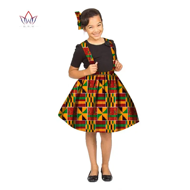 

2021 New African Clothing Kids Dashiki Traditional Cotton Skirt Matching Africa Print Skirt Children Summer Girls BRW WYT35