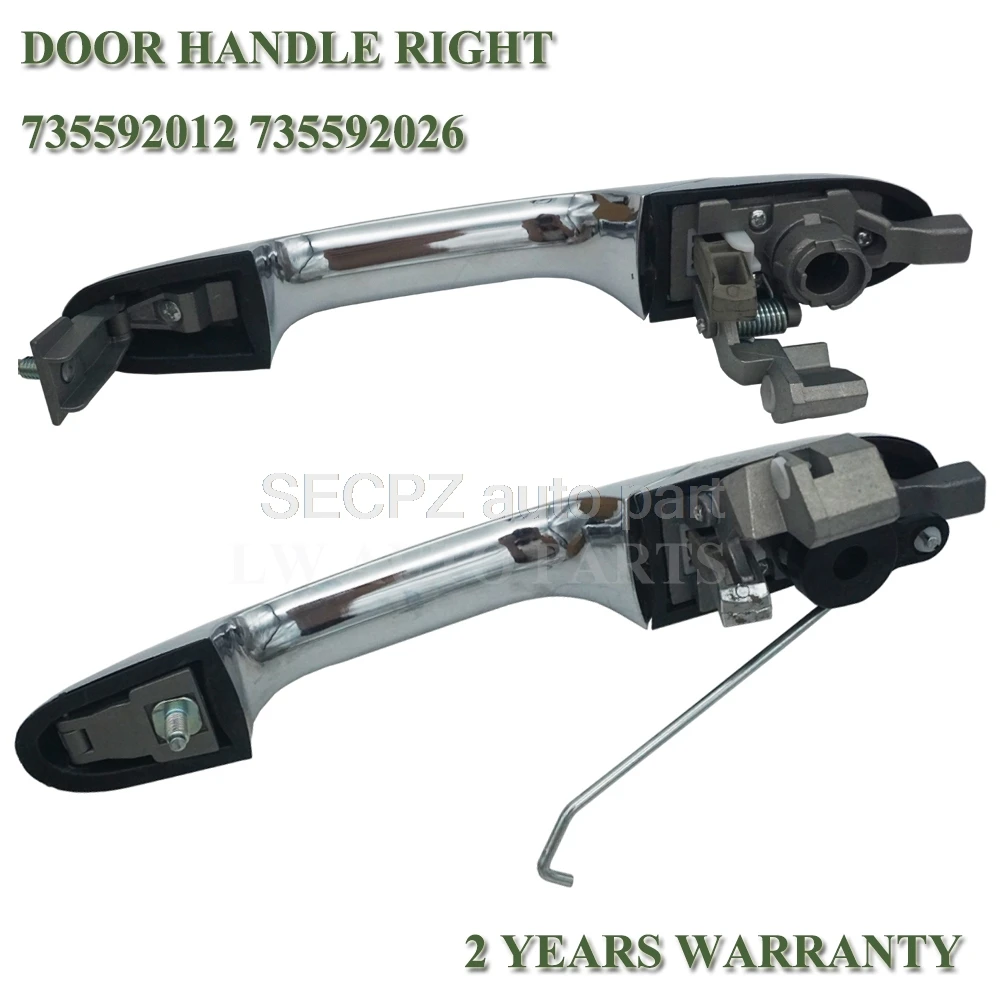 

2 x Ручка двери Внешний передний правый левый хром для Fiat 500 2007 новый 35592012 735485876 735592026 735485872