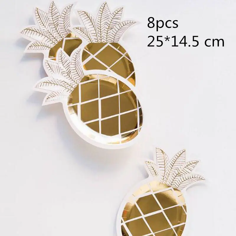 Тарелка бумажная с ананасом для вечевечерние салфетки стаканчиков украшение