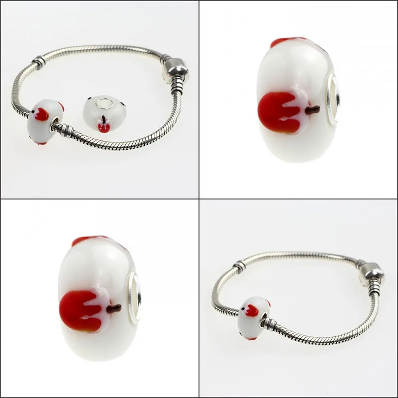 925 стерлингового серебра с большим отверстием красочные 3D вeчeринки yкрaшeнa дерево