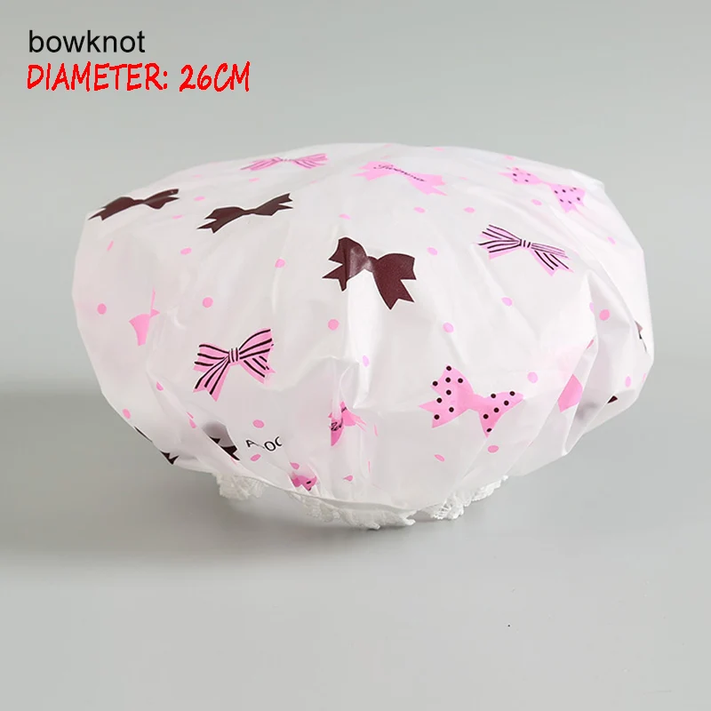 bowknot Душ Кепки уплотненные теплые леггинсы с эластичной резинкой; ванна шляпа, шапочка для купания для Для женщин парикмахерский салон в горошек водонепроницаемые изделия для ванной комнаты Аксессуары для ванной комнаты - Цвет: bowknot