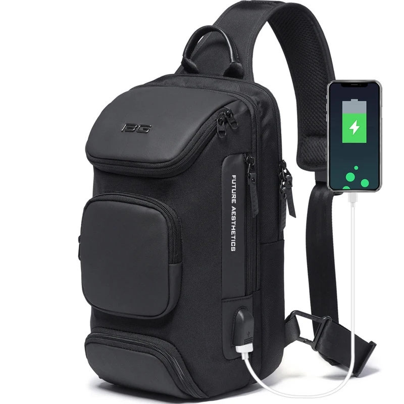 Men Shoulder Bag USB Rechanrging Business Ipad Messenger Crossbod Bag Technology Outdoor Travel Oxford Cloth Chest Bag Wholesale