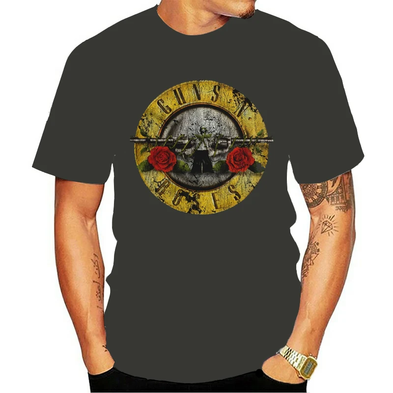 

Men Polyester T Shirt Summer Brand Tshirt Guns N Roses Bullet Logo Black Men'S Graphic T-Shirt Fashion Unisex Teeshirt Euro Size