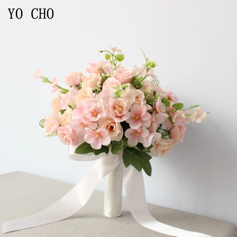 Букет из розовых цветов YO CHO свадебный букет шелковых бутонов подружка невесты