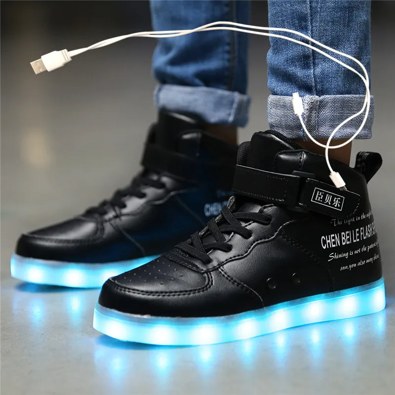 

Size 25-40 Kids Led Usb Charging Glowing Sneakers Children Hook Loop Fashion Luminous Shoes for Girls Boys Sneakers with Light