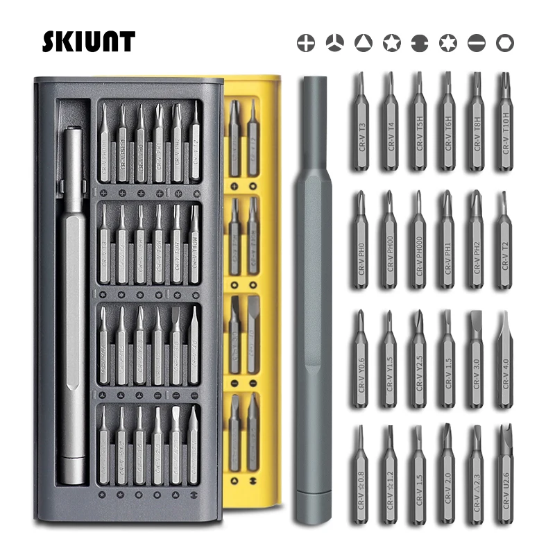 Набор отверток SKIUNT 25 в 1 прецизионные шлицевые биты Torx Phillips разборные бытовые