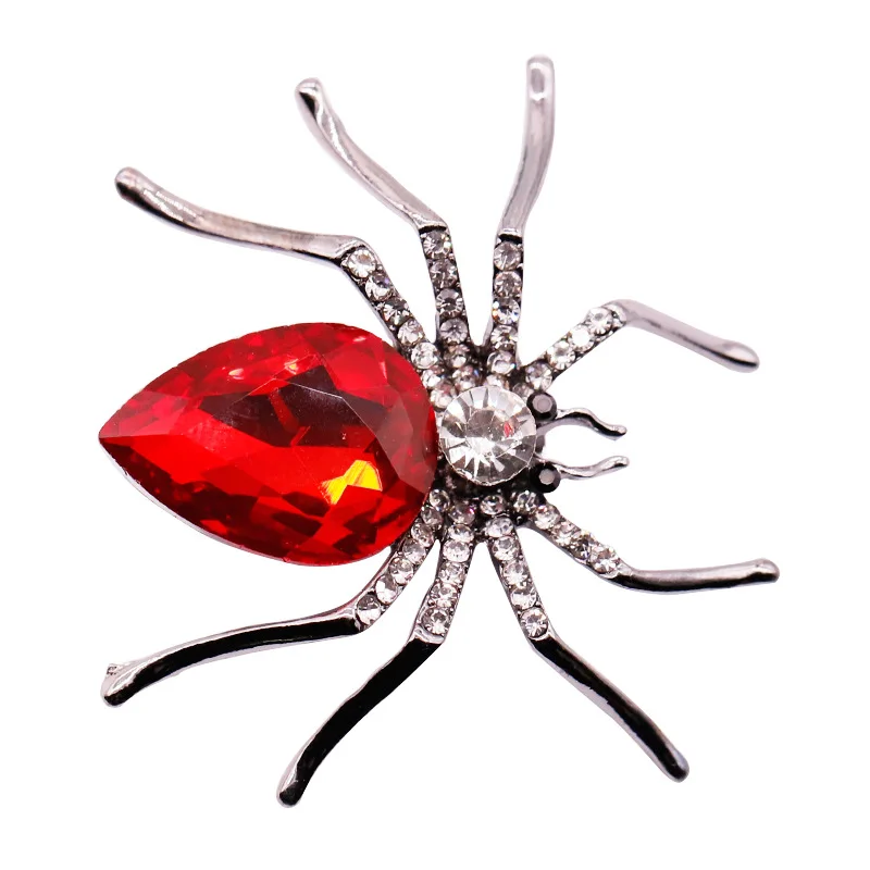 Большой бренд высокое качество стекло кристалл паук брошь булавки в красный
