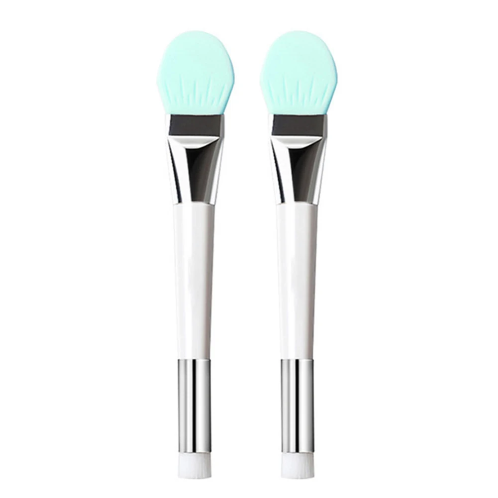 

2pcs Double-Ended Soft Bristle Silicone Brush Multipurpose Makeup Brush No Shedding FEA889