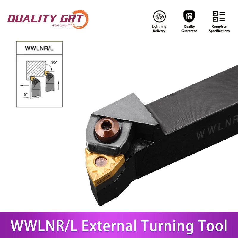 

Q.Grt WWLNR2020 WWLNR2525 WWLNR3232 External Turning Tool Holder WNMG Carbide Inserts WWLNR Lathe Bar CNC Cutting Tools Holder
