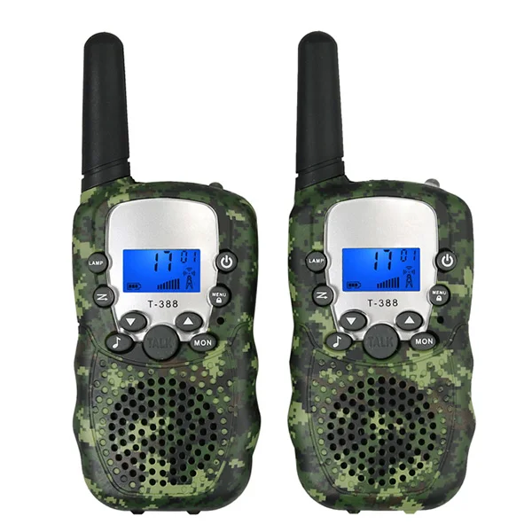 green ESYNiC T-388 детская рация Walky Talky 8 каналов для мальчиков и девочек 3 км Диапазон Встроенный светодиодный фонарь 2 способ радио - Цвет: green