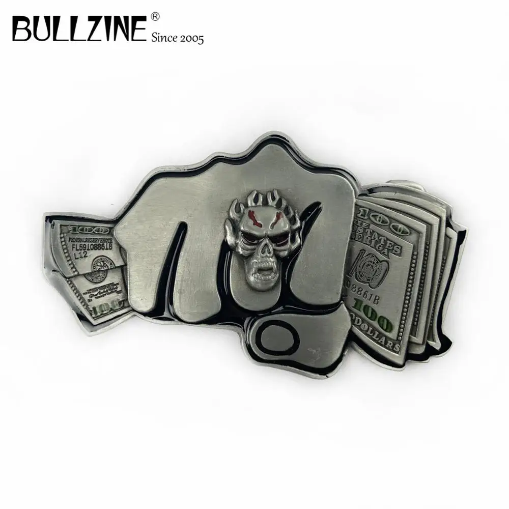 В Bullzine Череп Пряжка на ремешке с доллара США магическое Оловянное ожерелье