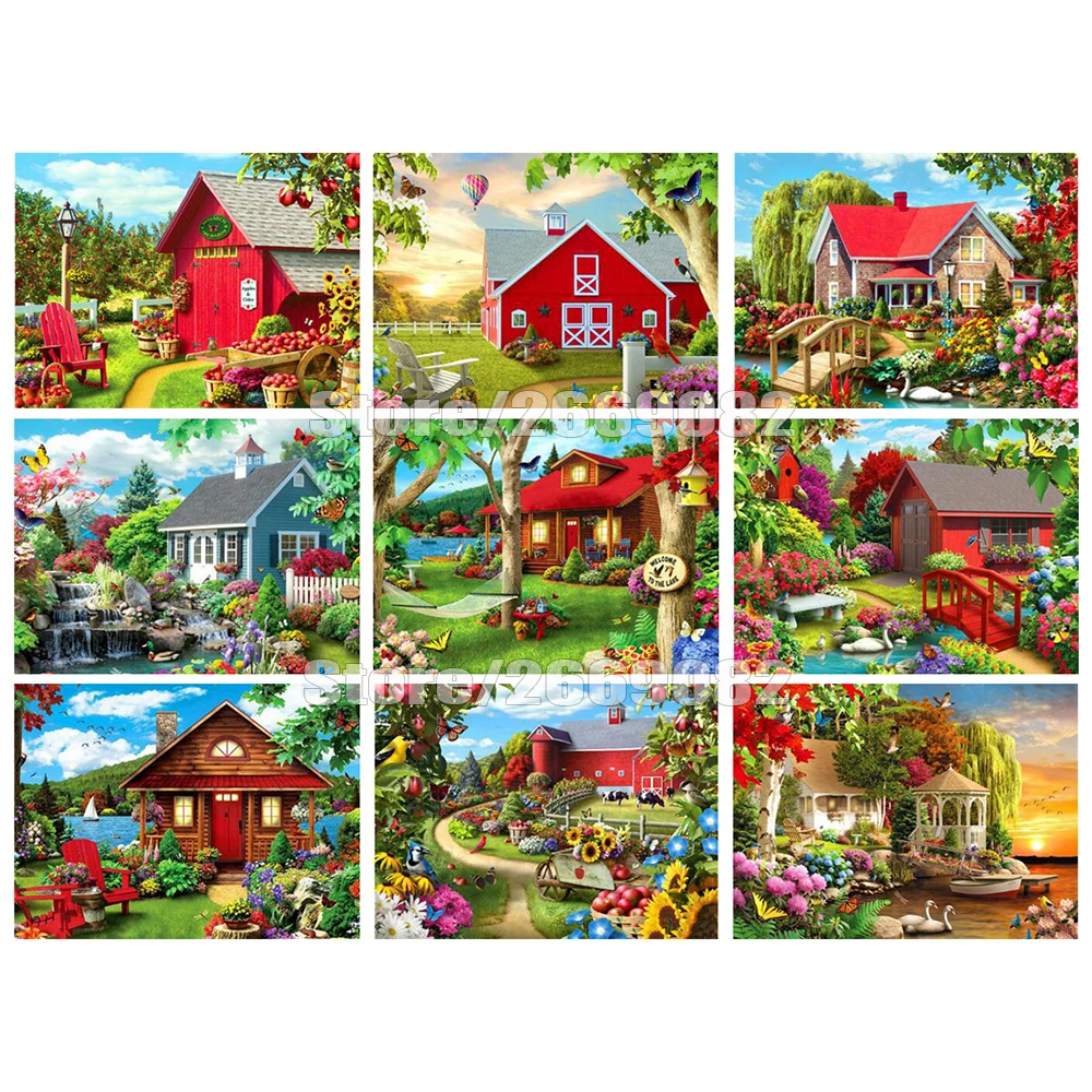 

5D Diamond Painting Scenery DIY Diamond Embroidery House Rhinestone Mosaic Cross Stitch Landscape Home Decor TT1540