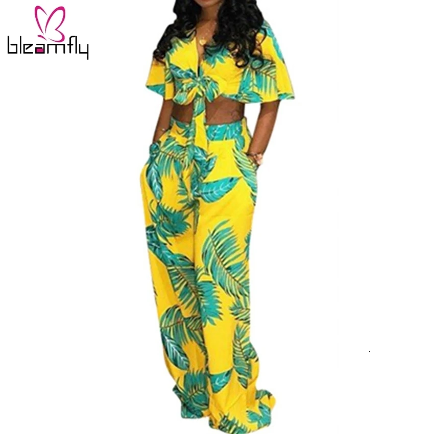 Летний женский комплект короткий рукав галстук-бабочка укороченный топ и