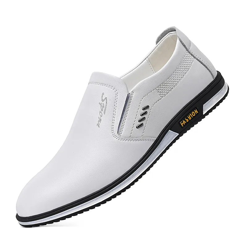 

Little White Shoes Men Spring Autumn Breathable Sports Shoes All-Match British Business Light Casual Soft Sole Leather Shoes Men