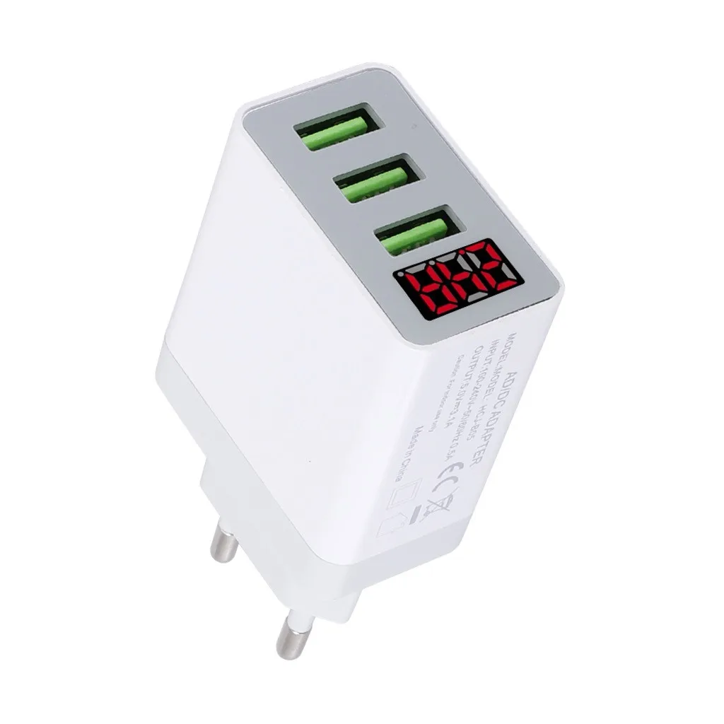 Фото 3 Port Fast Quick Charge QC 3.0 USB Hub Wall Charger 3.1A Power Digital display Adapter US/EU/UK Plug for iphone samsung hot Мобильные 3 Port Fast Quick Charge QC 3.0 USB Hub Wall Charger 3.1A Power Digital display Adapter US/EU/UK Plug for iphone samsung hot Мобильные
