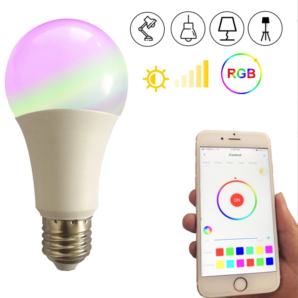 AC85-265V E27 B22 E26 RGBCW 7W WIFI Smart LED Bulb Remotely Remote Control Dimming Toning Timing Wake Group Control Stage Effect