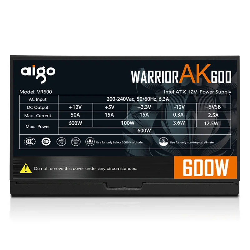 aigo max 600w pc psu power supply unit mute gaming quiet 120mm rgb fan 24pin 12v atx desktop computer power supply for btc free global shipping