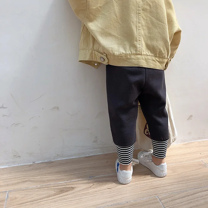 Autumn boys girls Spliced striped sports pants kids cotton soft 5 colors casual all-match trousers 2-7Y