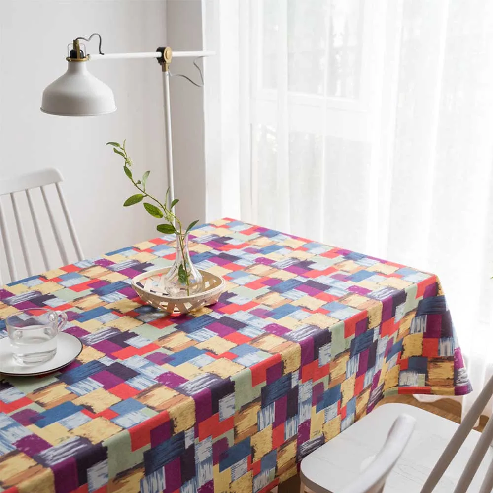 Декоративная скатерть для стола прямоугольная квадратная в клетку дома и кухни |