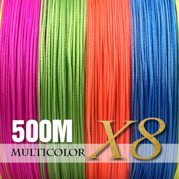 SIECHI PE плетеная леска, многофиламентная, 500 м, 8 нитей, корд, леска для ловли карпа, для морской воды, 20, 30, 40, 50, 60, 80 фунтов - Цвет: Multicolor-8 Strands