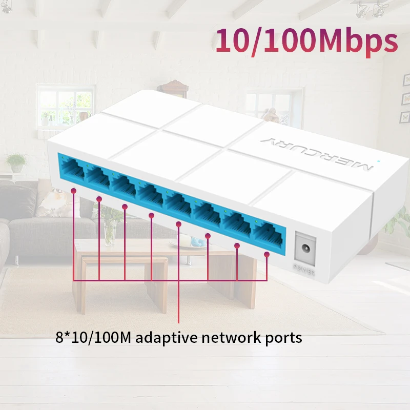 MERCURY S108M 8-Port Настольный Ethernet-коммутатор 10/100 Мбит/с автоматическое согласование