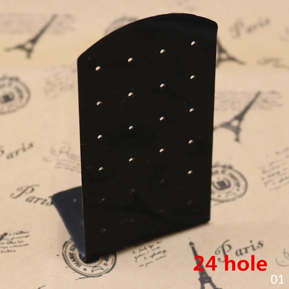 24 holes 01 48 отверстий, органайзер для ювелирных изделий, Женская подставка, черный пластиковый держатель для серег, Pesentoir, модные висячие серьги, витрина для серег - Цвет: 24 holes 01