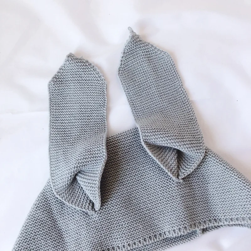 

Cute Baby Hat Winter Knitted Solid Color Bunny Long Ears Beanie Cap Elastic Adjustable Baby Girl Hat Infant Baby Accessories