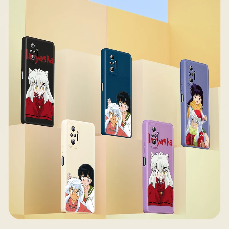 

Anime Japan Inuyasha for Xiaomi Redmi Note 10 10T 9 9T 8 8T 7 Pro Max 5G Luxury Liquid Silicone Soft Cover Phone Case