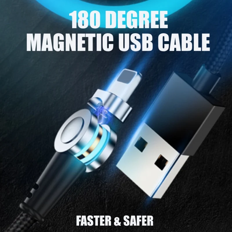 Магнитный usb-кабель с разъемом Micro Megnet 1 м 180 градусов USB кабель для зарядки Тип C 2A