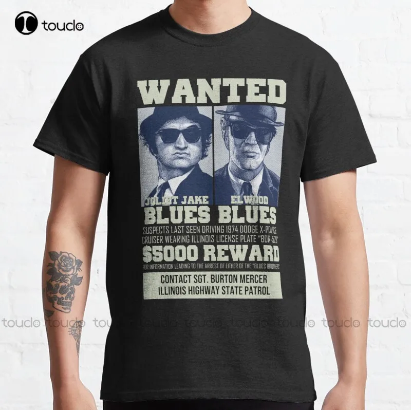 

New Blues Brothers - Wanted Classic T-Shirt Cotton Tee Shirt