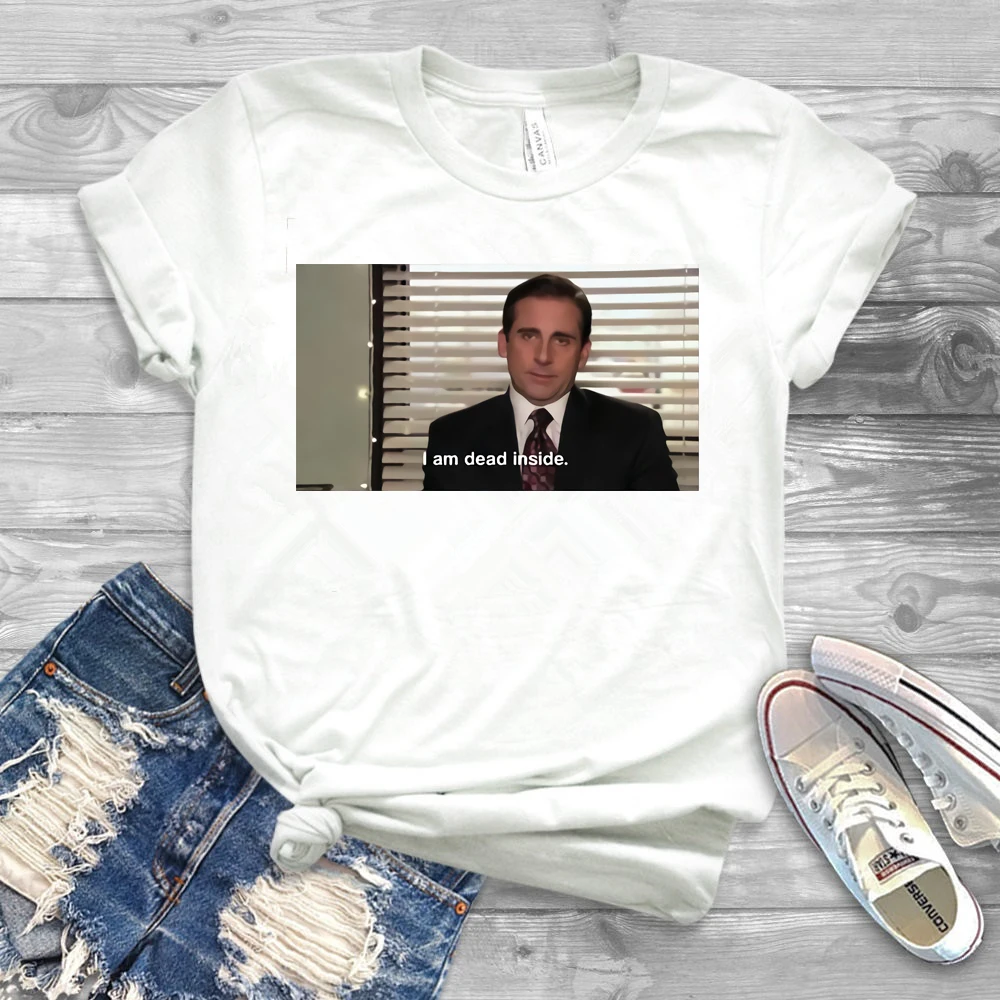Футболка с надписью I Am Dead Inside Майкл Скотт забавная женская футболка Dunder Mifflin Schrute