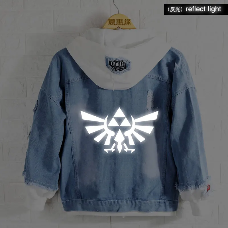 Новая весенняя толстовка с капюшоном Legend of zelda, джинсовая куртка с принтом аниме, светящаяся Мужская и женская модная куртка