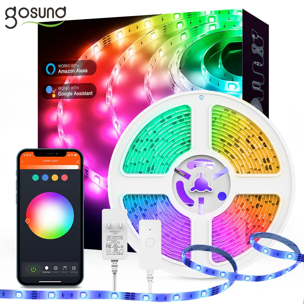 Gosund SL2 Smart LED Strip Lights 5m Smart WiFi Light for  Alexa and Google Home US Adapter 16 Million RGB Dimmable LED Lights