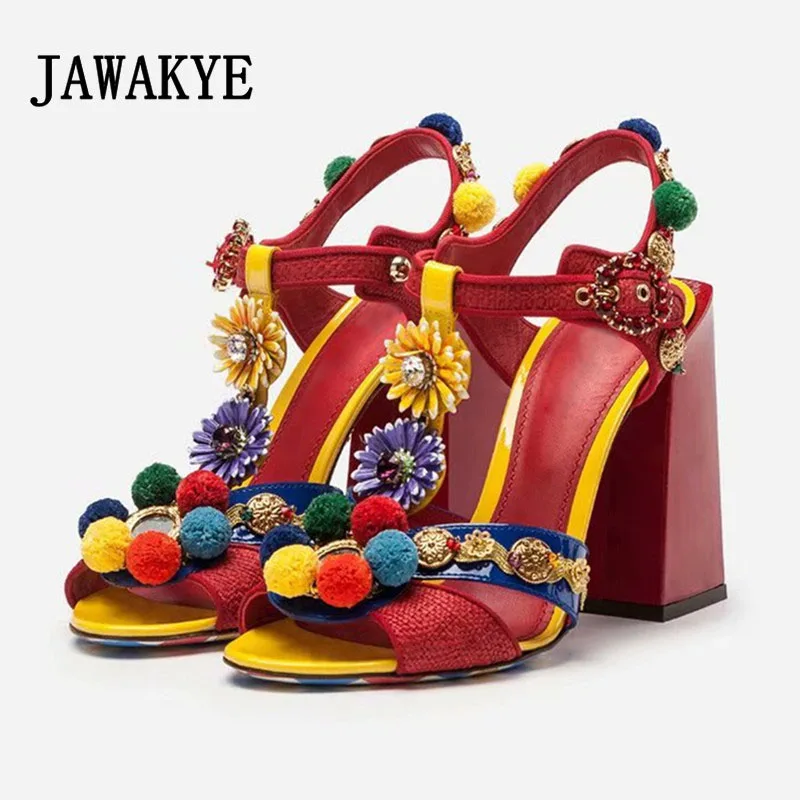 Женские сандалии с Т образным ремешком на квадратном каблуке открытым носком и