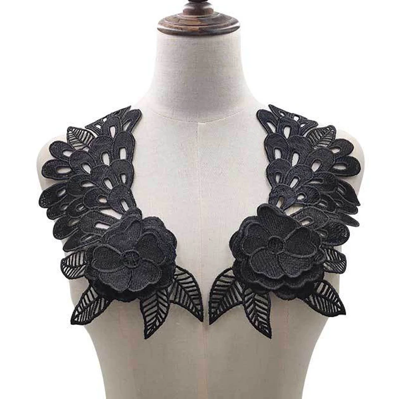 1 пара хлопчатобумажная кружевная ткань вышитая аппликация вырез воротник для