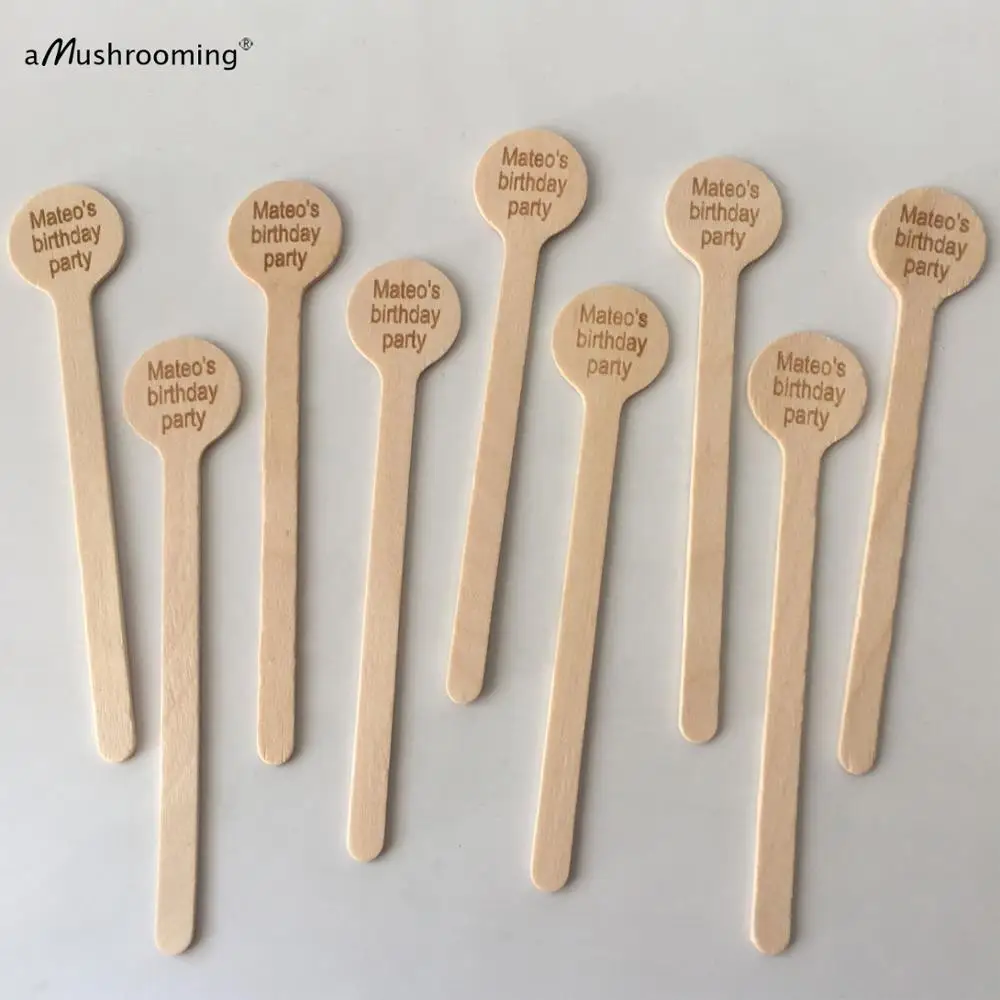 День рождения Питьевой Мешалки Одноразовые Перемешать Деревянной Палочки